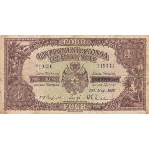 Tonga, 4 Shillings, 1939, FINE, p5b