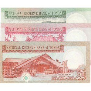 Tonga, 1 Pa'anga, 2 Pa'anga ve 20 Pa'anga, 1995, UNC, p31a/ p32b/ p35a, (Total 3 Banknotes)