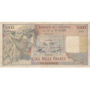 Tunisia, 5000 Francs, 1956, VF (+), p27