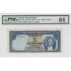 Turkey, 5 Lira, 1937, UNC, p127, 2/1. Emission