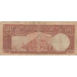 Turkey, 10 Lira, 1938, POOR (+), p128, 2/1. Emission
