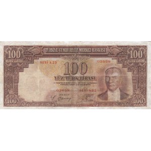 Turkey, 100 Lira, 1938, POOR, p130, 2/1. Emission