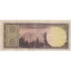Turkey, 2 1/2 Lira, 1947, VF, p140, 3/1. Emission