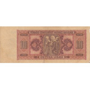 Turkey, 10 Lira, 1942, VF, p141, 3/1. Emission