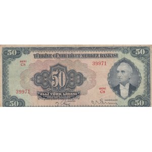 Turkey, 50 Lİra, 1947, VF (+), p143a,  3/2. Emission