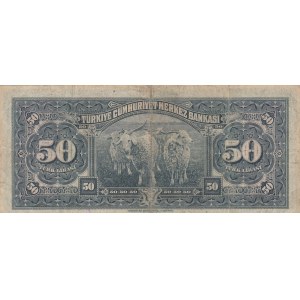 Turkey, 50 Lİra, 1947, VF (+), p143a,  3/2. Emission