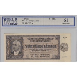 Turkey, 100 Lira, 1942, UNC, p144, 3/1. Emission