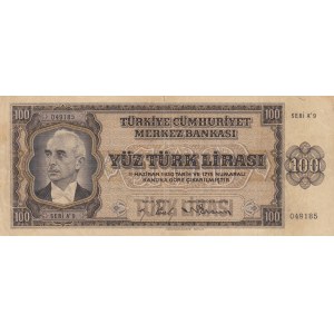 Turkey, 100 Lira, 1942, VF, p144, 3/1. Emission