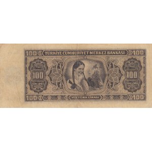 Turkey, 100 Lira, 1942, VF, p144, 3/1. Emission