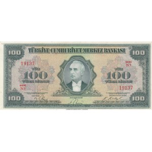 Turkey, 100 Lira, 1947, UNC, p149, 4/1. Emission