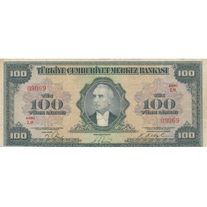 Turkey, 100 Lira, 1947, VF, p149, 4/1. Emission