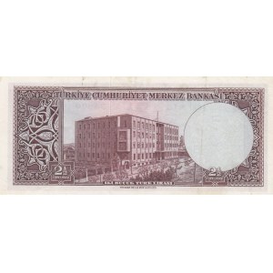 Turkey, 2 1/2 Lira, 1955, VF, p151, 5/2. Emission