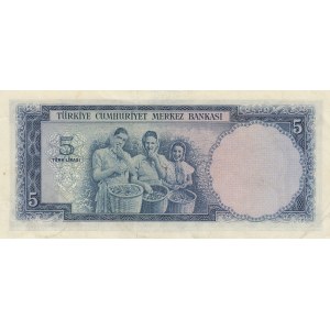 Turkey, 5 Lira, 1952, AUNC (+), p154, 5/1. Emission