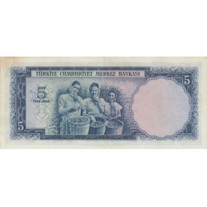 Turkey, 5 Lira, 1952, XF, p154, 5/1. Emission