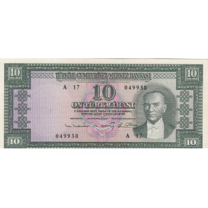 Turkey, 10 Lira, 1963, XF, p161, 5/6. Emission