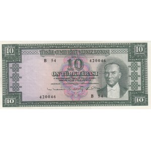 Turkey, 10 Lira, 1963, XF, p161, 5/6. Emission