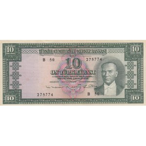 Turkey, 10 Lira, 1963, XF, p161, 5/6. Emission