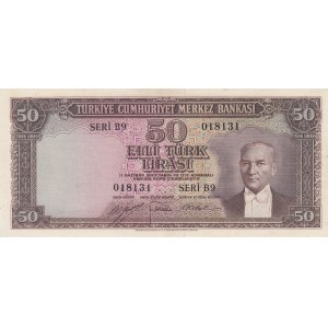 Turkey, 50 Lira, 1951, AUNC / UNC, p162, 5/1. Emission.