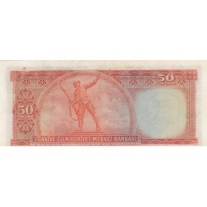 Turkey, 50 Lira, 1953, XF, p163, 5/2. Emission