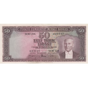 Turkey, 50 Lira, 1957, AUNC, p165, 5/4. Emission