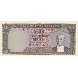 Turkey, 50 Lira, 1964, AUNC / UNC, p175, 5/6. Emission