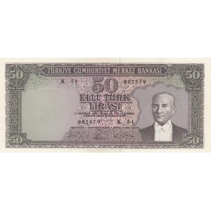 Turkey, 50 Lira, 1964, AUNC / UNC, p175, 5/6. Emission