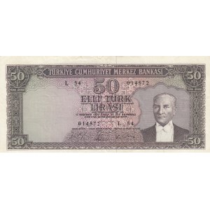 Turkey, 50 Lira, 1964, XF, p175, 5/6. Emission