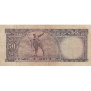 Turkey, 50 Lira, 1964, POOR, p175, 5/6. Emission