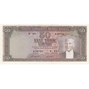 Turkey, 50 Lira, 1971, UNC, p187A, 5/7. Emission