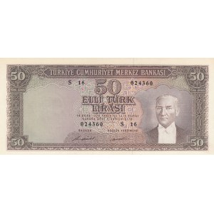 Turkey, 50 Lira, 1971, AUNC / UNC, p187A, 5/7. Emission