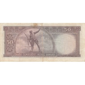 Turkey, 50 Lira, 1971, VF, p187Aa, 5/7. Emission, Low serial number