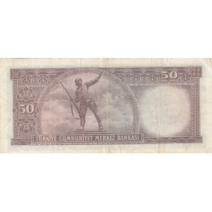Turkey, 50 Lira, 1971, VF, p187A, 5/7. Emission