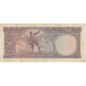 Turkey, 50 Lira, 1971, FINE, p187Aa, 5/7. Emission, U99 last prefix