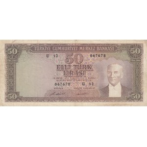 Turkey, 50 Lira, 1971, FINE, P187a, 5/7. Emission