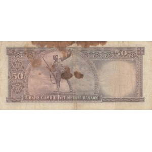 Turkey, 50 Lira, 1971, POOR, p187Aa, 5/7. Emission