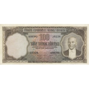 Turkey, 100 Lira, 1956, VF, p168, 5/2. Emission