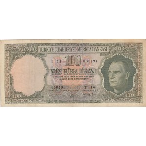 Turkey, 100 Lira, 1962, FINE, p176, 5/4. Emission