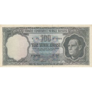 Turkey, 100 Lira, 1964, XF, p177, 5/5. Emission