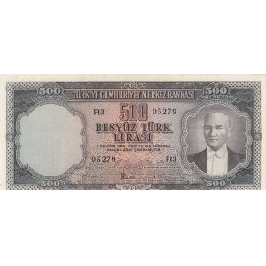 Turkey, 500 Lira, 1959, AUNC, p171, 5/2. Emission