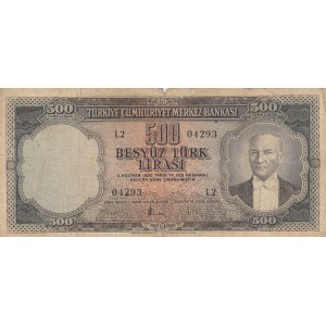 Turkey, 500 Lira, 1959, FINE, p171, 5/2. Emission