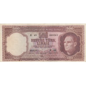 Turkey, 500 Lira, 1962, VF, p178, 5/3. Emission