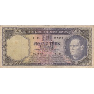 Turkey, 500 Lira, 1968, POOR, p183, 5/4. Emission