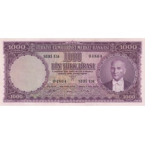 Turkey, 1000 Lira, 1953, AUNC / UNC, p172, 5/1. Emission