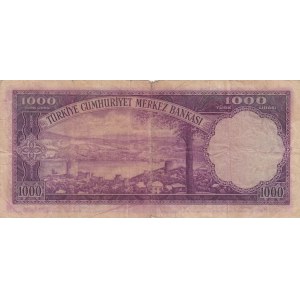 Turkey, 1000 Lira, 1953, POOR, p172, 5/1. Emission