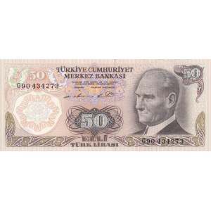Turkey, 50 Lira, 1976, UNC, p187Aa, 6/1. Emission, G90 Last Prefix