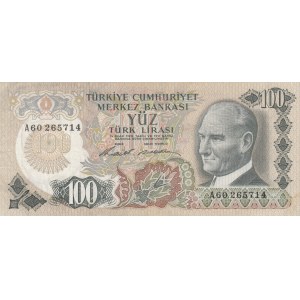 Turkey, 100 Lira, 1972, AUNC, p189, 6/1. Emission