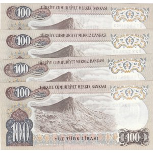 Turkey, 100 Lira, 1979/1983, UNC, p189, 6. Emission, (Total 4 banknotes)