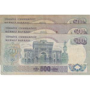 Turkey, 500 Lira, 1971 / 1974, FINE / VF, p190a / 190c, 6/1. ve 6/2. Emission, (Total 3 banknotes)