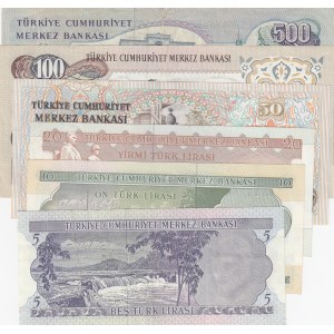 Türkiye, 5 Lira, 10 Lira, 20 Lira, 50 Lira, 100 Lİra ve 500 Lira, VF / AUNC, 6. Emission Lot, (Total 6 banknotes)