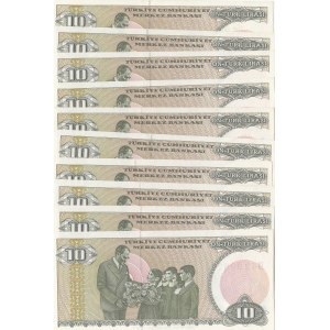 Turkey, 10 Lira, 1979, UNC, p192, 7/1. Emission, (Total 10 banknotes)